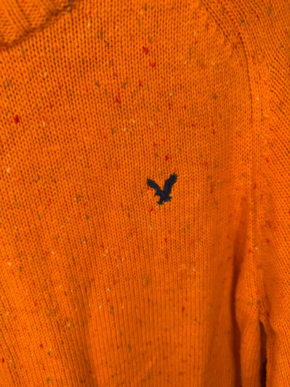 NWT American Eagle Deadstock 2000s Orange Speckled Elbow Patch Knit Crewneck - Picture 6 of 12